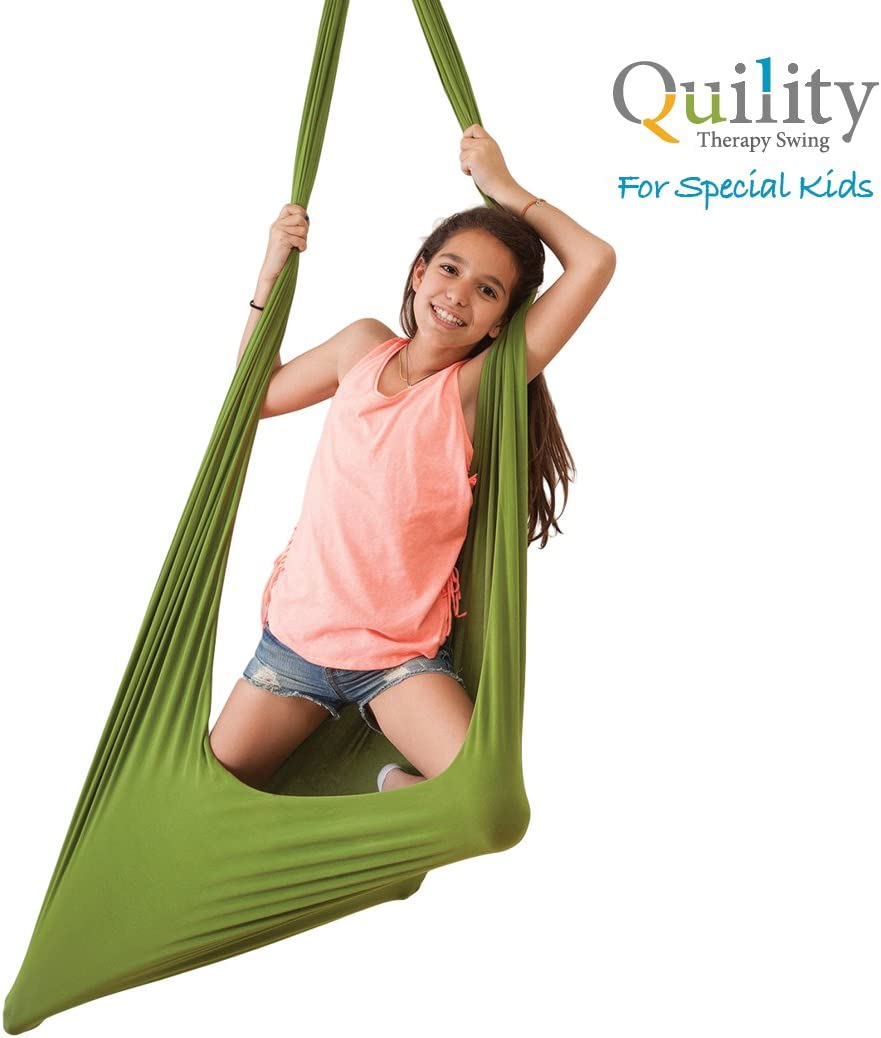 Quility Indoor Therapy Swing for Kids with Special Needs, Up to 77lbs - Green. (Used, No Retail Box)