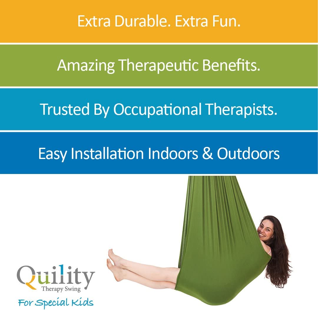 Quility Indoor Therapy Swing for Kids with Special Needs, Up to 77lbs - Green. (Used, No Retail Box)