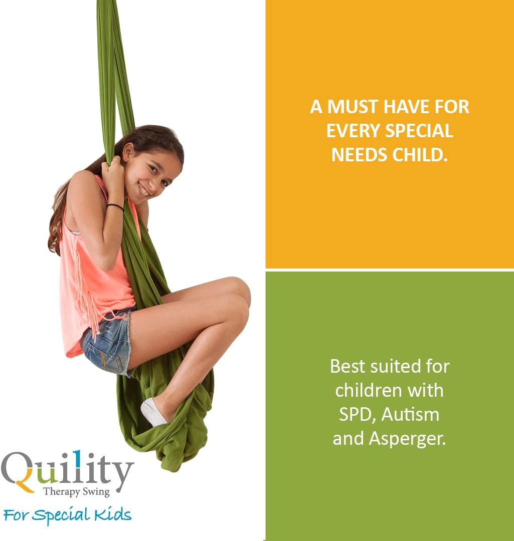 Quility Indoor Therapy Swing for Kids with Special Needs, Up to 77lbs - Green. (Used, No Retail Box)