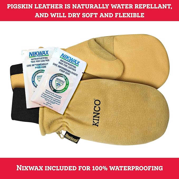 Kinco Premium Work Gloves w/ Nikwax Waterproof Wax, Pigskin - Medium (Pack of 1) (Like New)