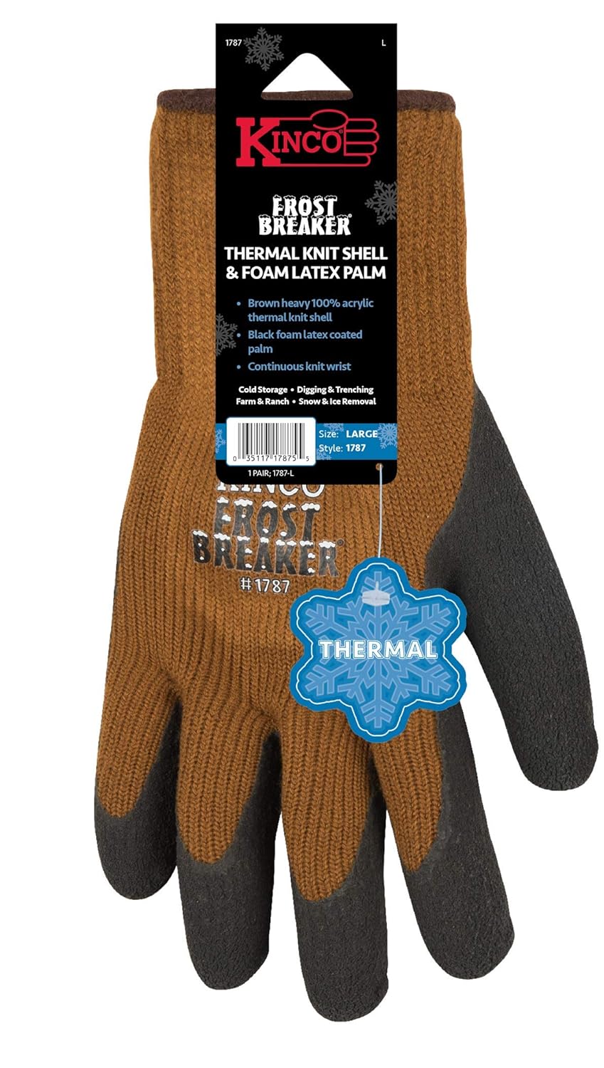 Kinco Frost Breaker Heavy Thermal Work Gloves - Brown, Black & Palm - M (1 Pack) (Like New)