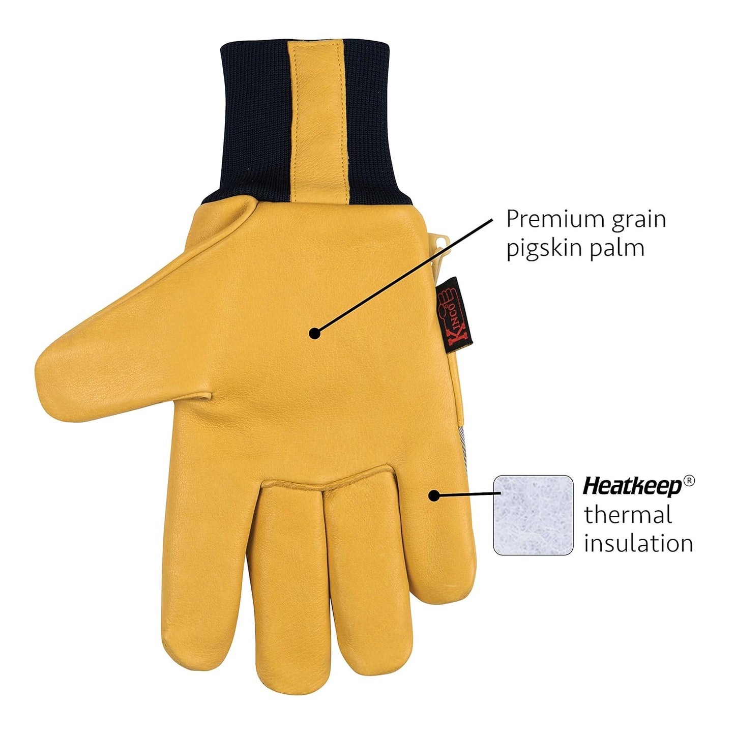Kinco 1927KW Premium Leather Work and Ski Gloves for Adults, Golden, S (1 Pack) (Like New)
