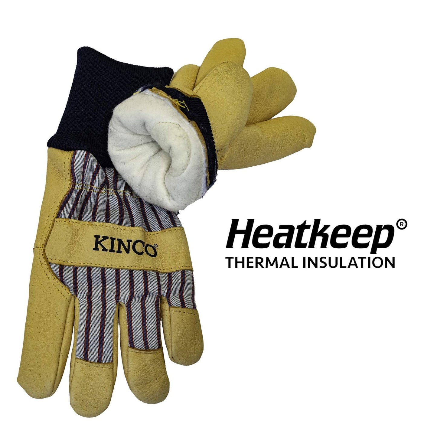 Kinco 1927KW Premium Leather Work and Ski Gloves for Adults, Golden, S (1 Pack) (Like New)