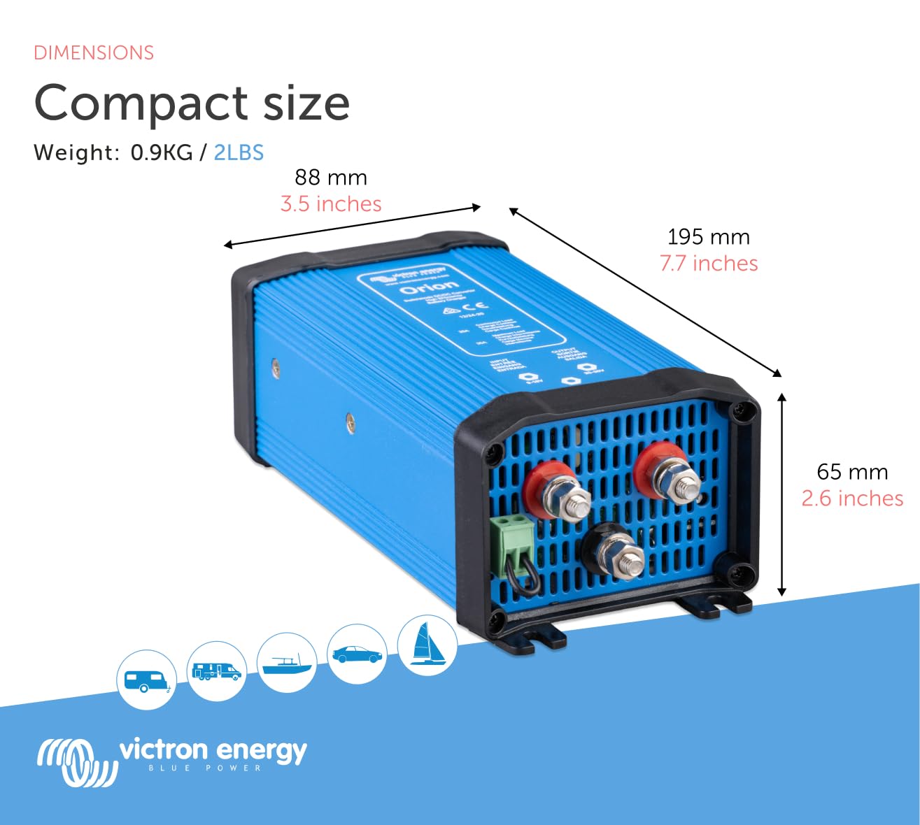 Victron Energy ORI122420020 Orion 12/24V 20A DC-DC Converter, Non-Isolated, Blue (Like New)