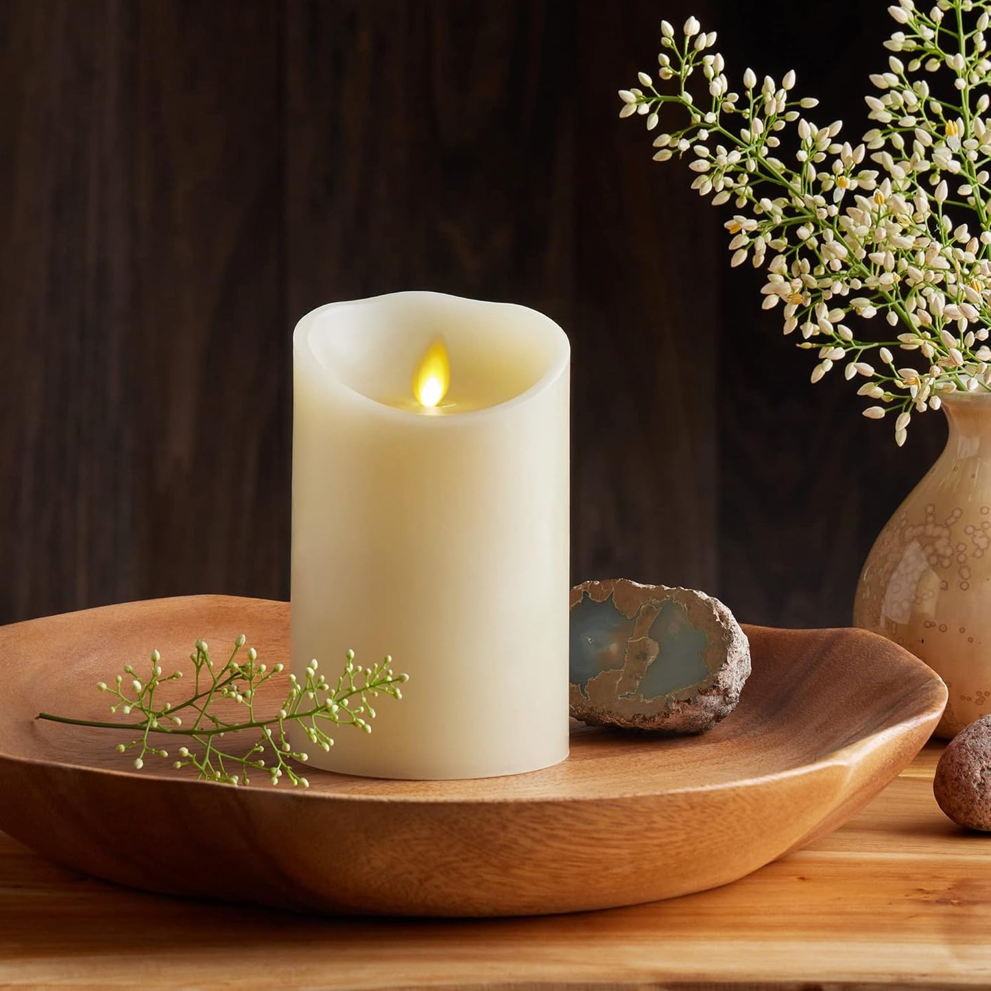 Luminara Scalloped Edge Lightweight Flameless LED Candle for Outdoor & Indoor (Like New)