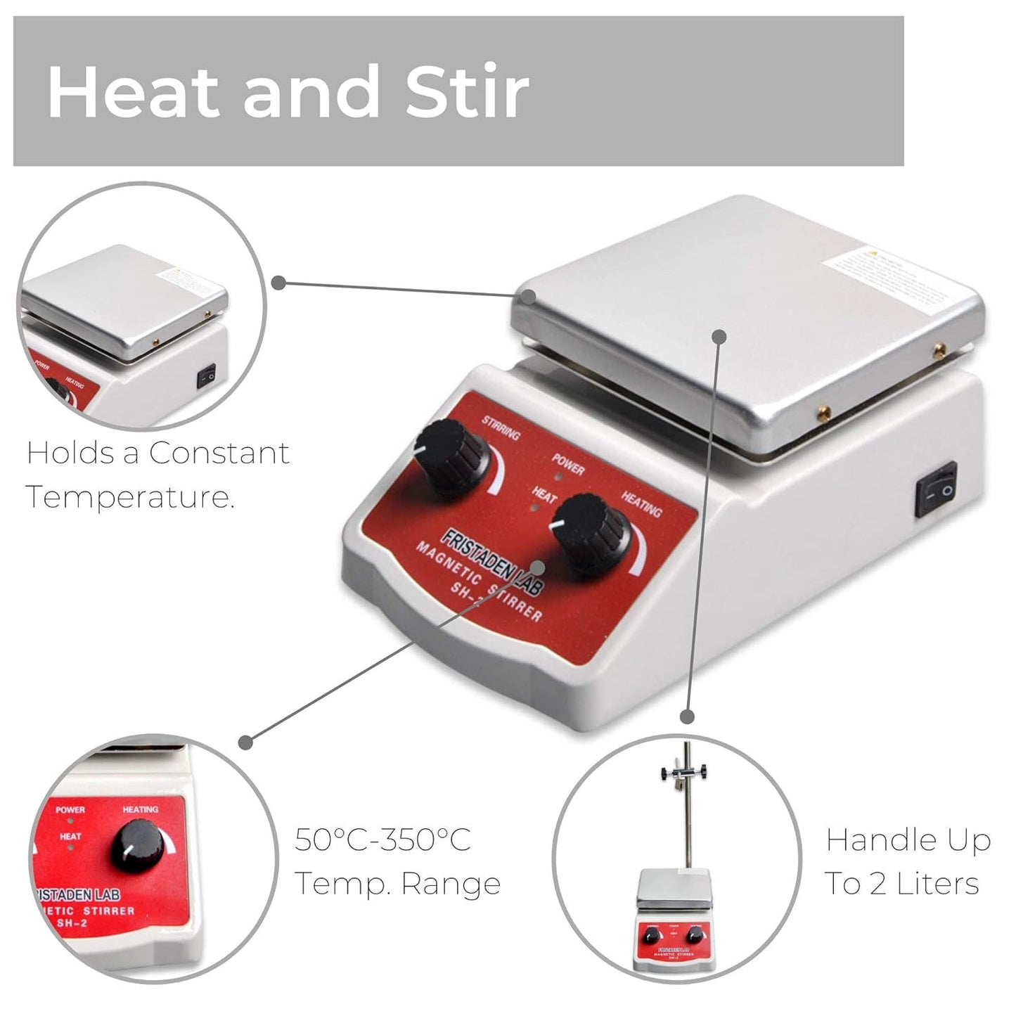 Fristaden Lab SH2 Magnetic Hot Plate Stirrer, 100-1600rpm, 2000mL (Like New)