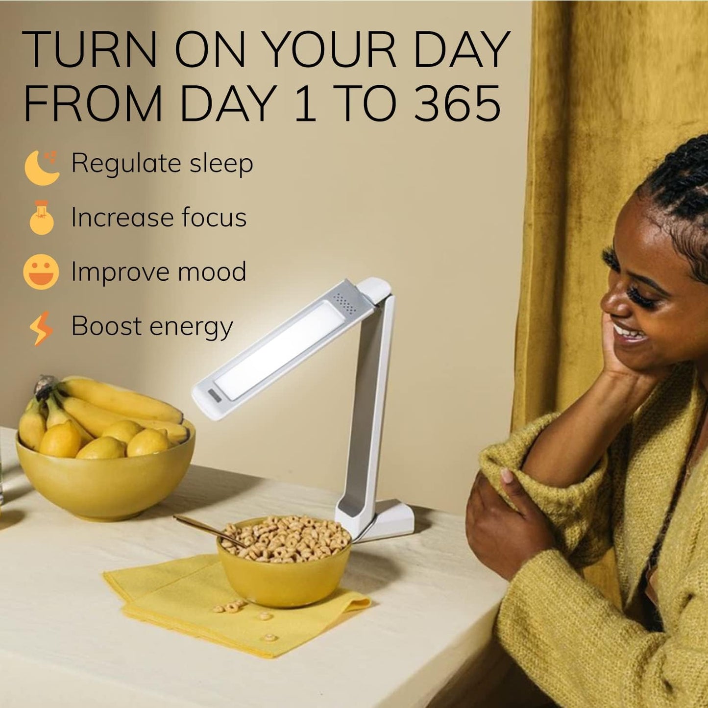 Circadian Optics Light Therapy Lamp, UV-Free LED Happy Mood Lamps - White-- (New)