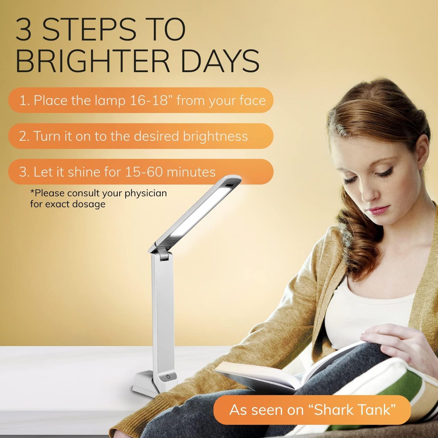 Circadian Optics Light Therapy Lamp, UV-Free LED Happy Mood Lamps - White-- (New)