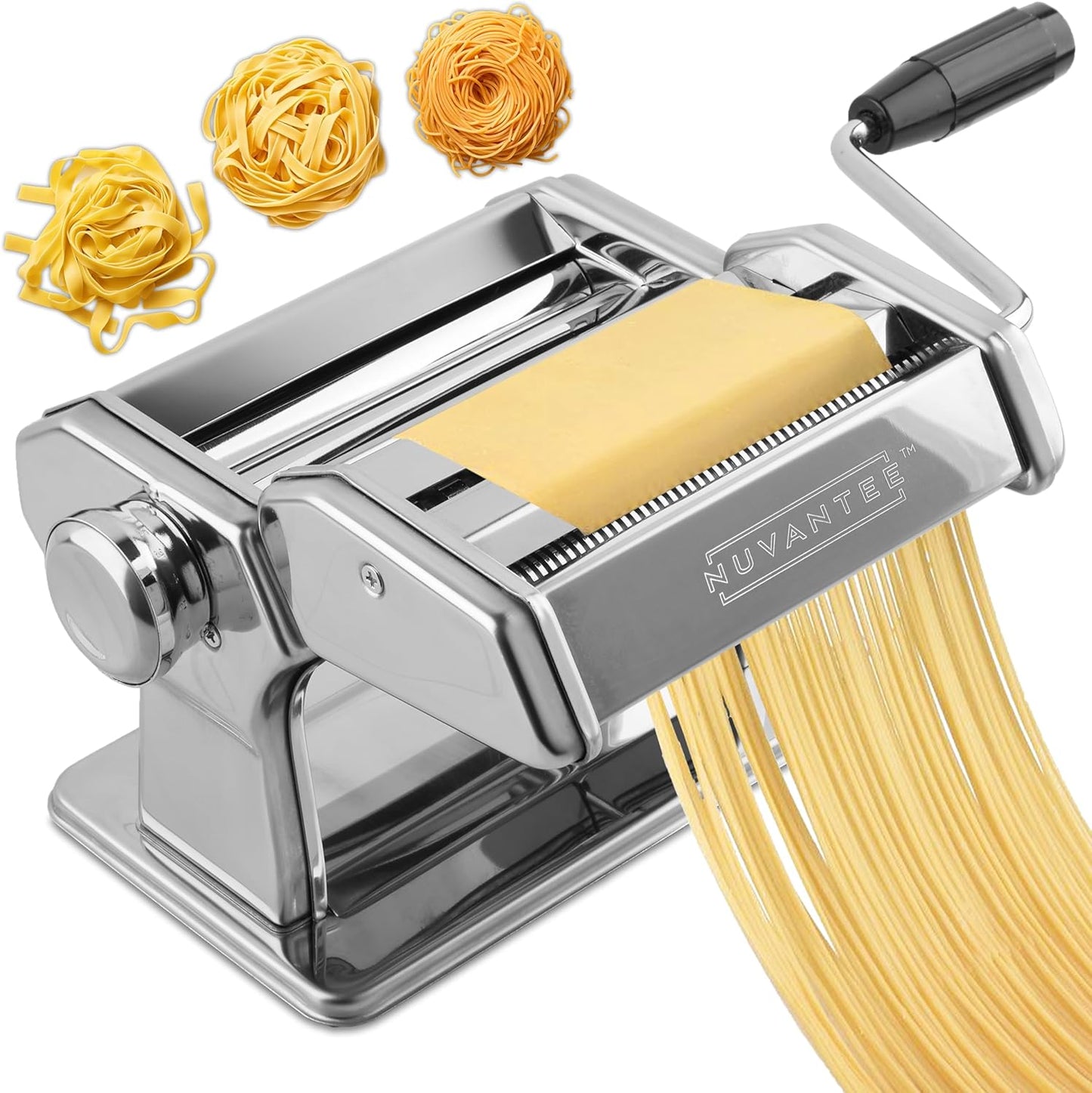 Nuvantee XK1005 Pasta Maker Machine, Manual Hand Press Noodles Maker - Silver (Used)