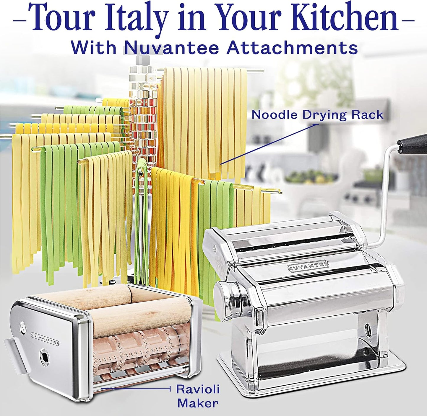 Nuvantee XK1005 Pasta Maker Machine, Manual Hand Press Noodles Maker - Silver (Used)