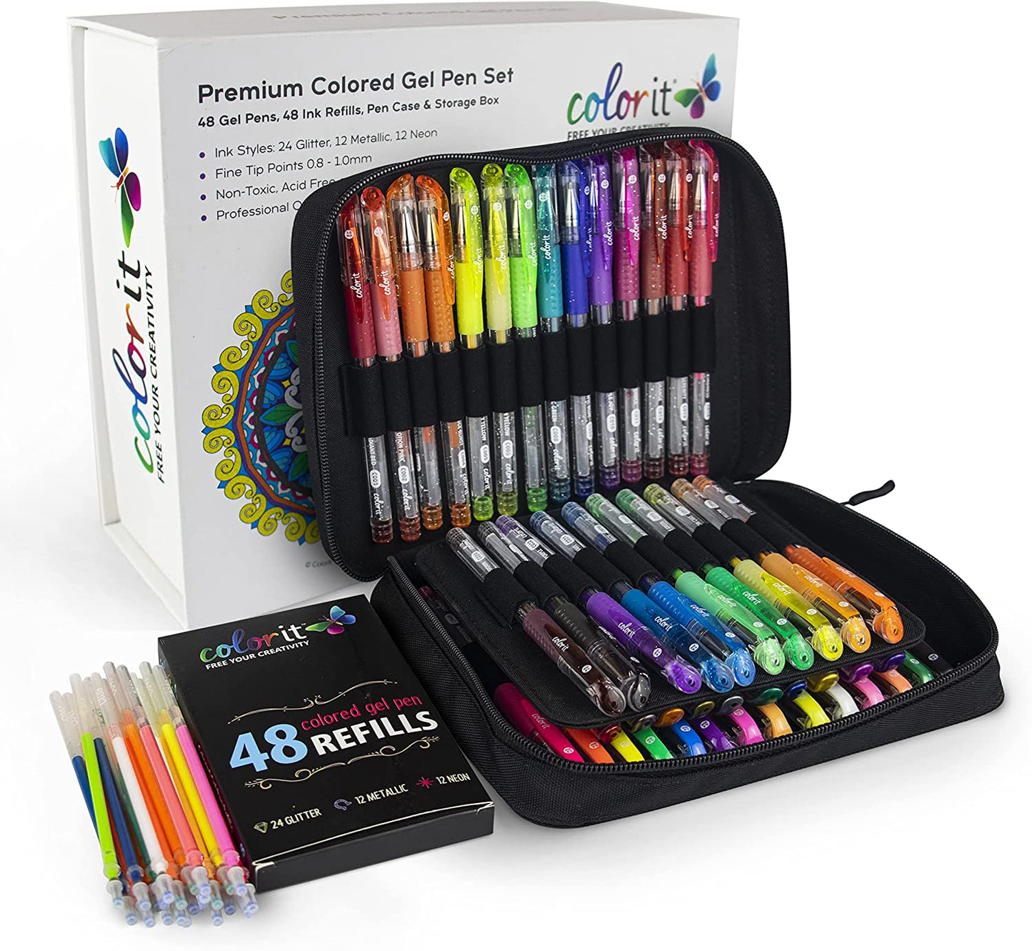 ColorIt Glitter Gel Pens For Adult Coloring Books 96 Piece Set - Multicolor (Like New)