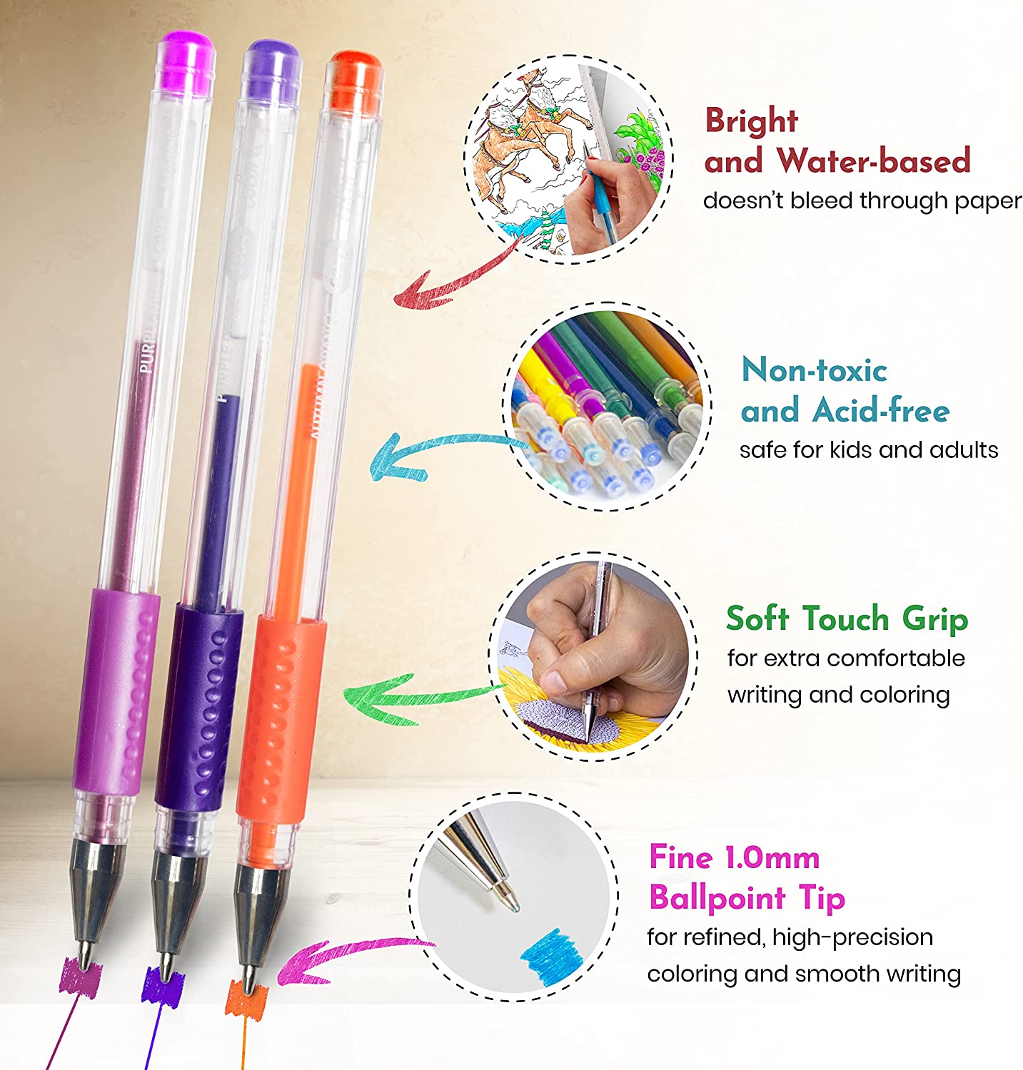 ColorIt Glitter Gel Pens For Adult Coloring Books 96 Piece Set - Multicolor (Like New)