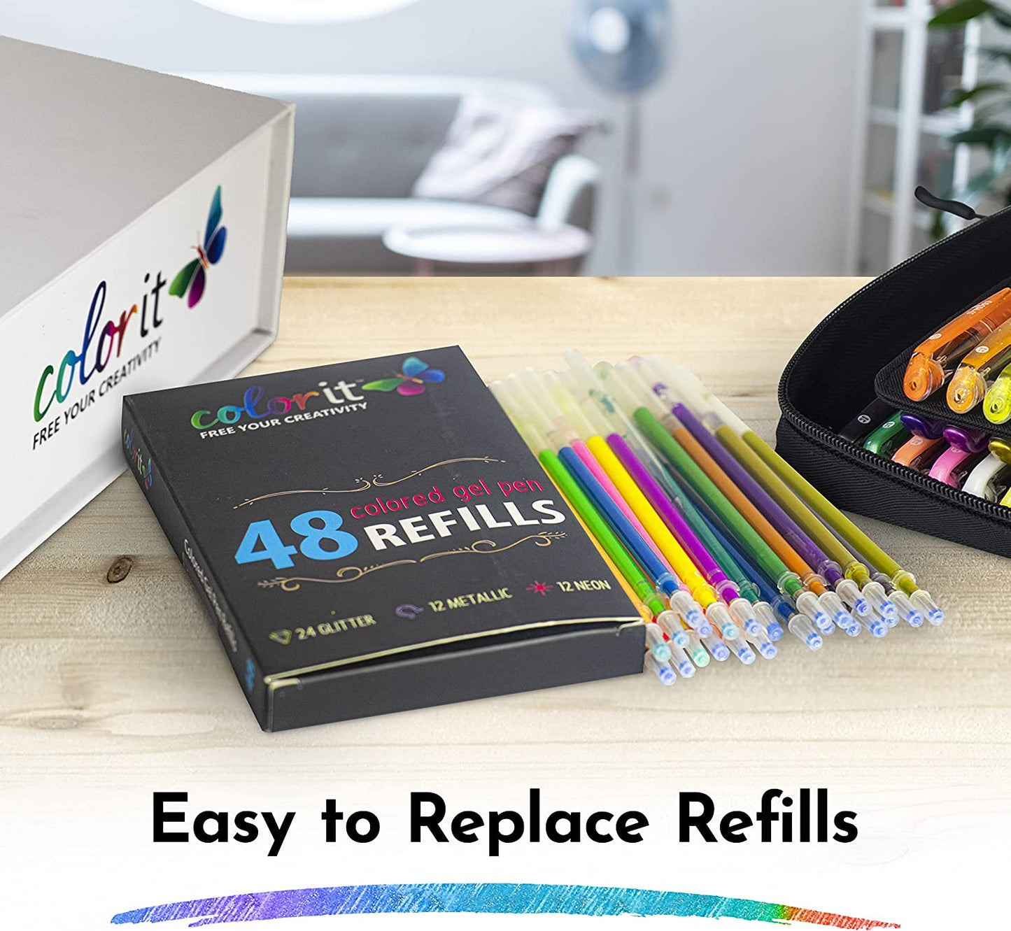 ColorIt Glitter Gel Pens For Adult Coloring Books 96 Piece Set - Multicolor (Like New)