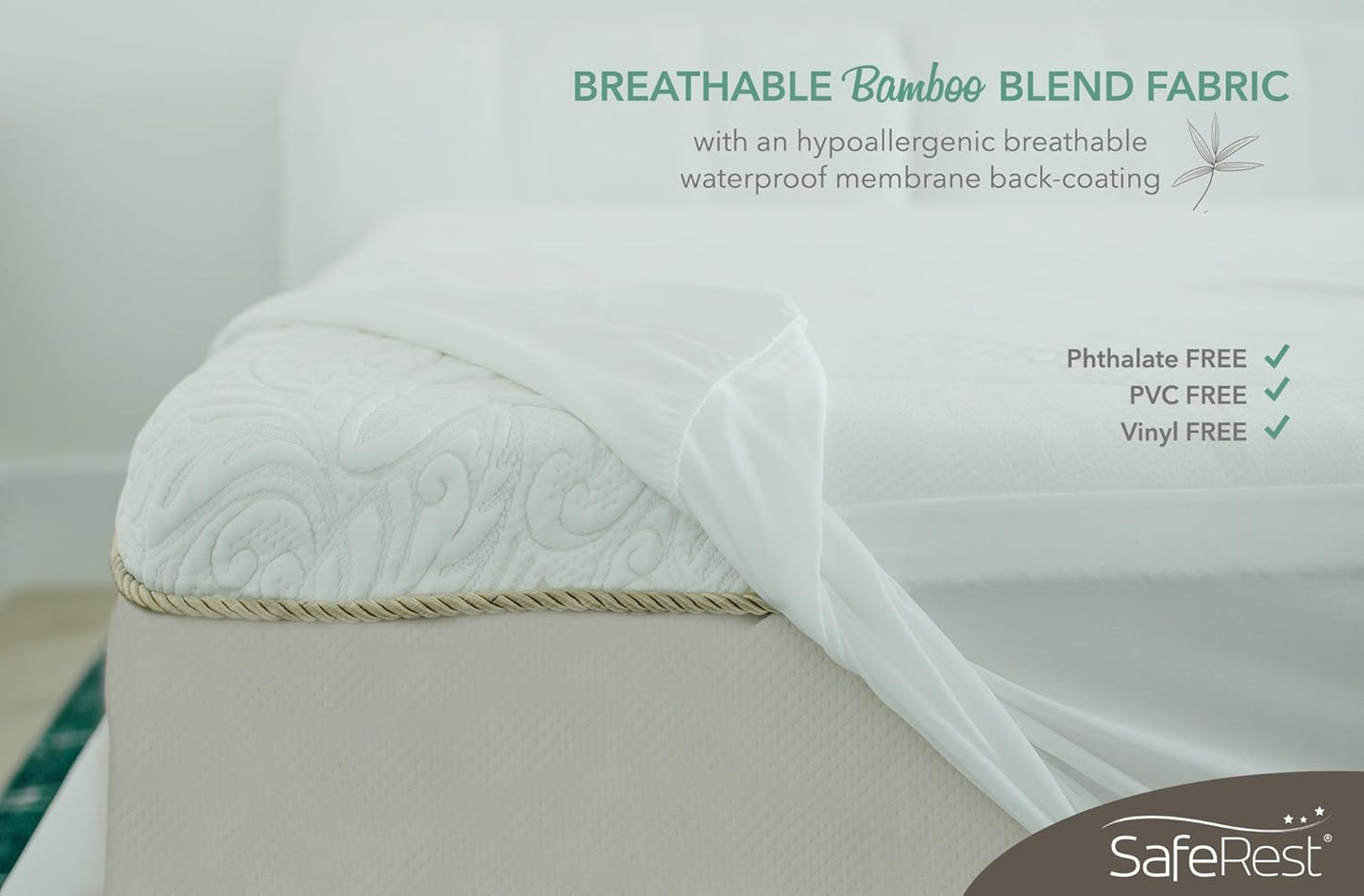 SafeRest Renewal Premium Mattress Protector Waterproof Cover, Cal King, White (New)