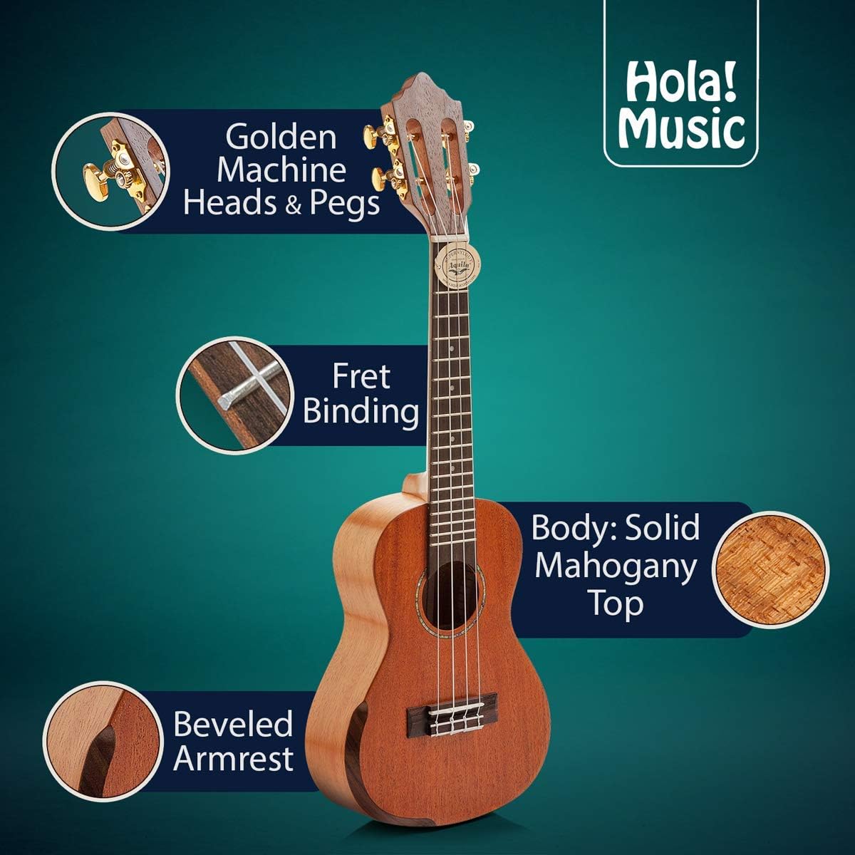 Hola! Music HM-427SMM+ Ukulele Professional Series, 24" - Solid Mahogany Top (Like New)