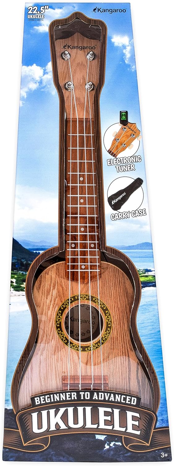 Kangaroo 22.5" Ukulele Set w/ Tuner, Case, Strap, Picks & Songbook, 4 String Kit (Used)