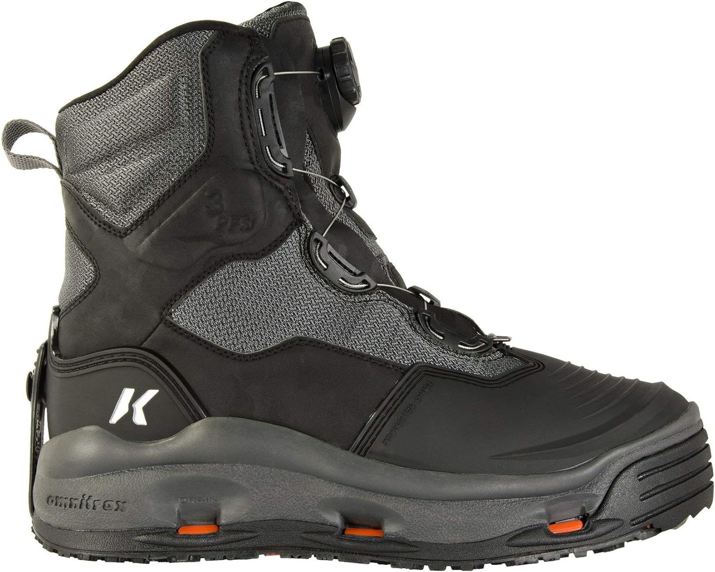 Korkers Men's Darkhorse Wading Boot, Water Resistant - Black/Gunmetal, Men's 9 (Like New, No Retail Box)