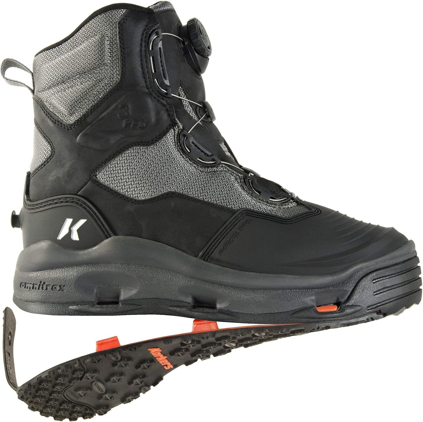 Korkers Men's Darkhorse Wading Boot, Water Resistant - Black/Gunmetal, Men's 9 (Like New, No Retail Box)