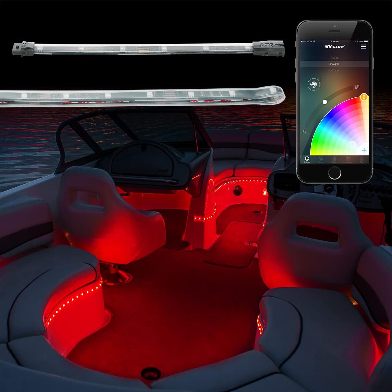XKGLOW Waterproof XKchrome App Control Interior LED Accent Light Kit for Boat (Like New)