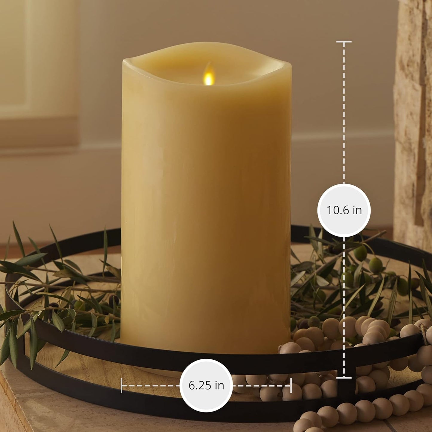 Luminara Grand Pillar Flameless Indoor LED Candle for Decor, Battery Operated (Like New)