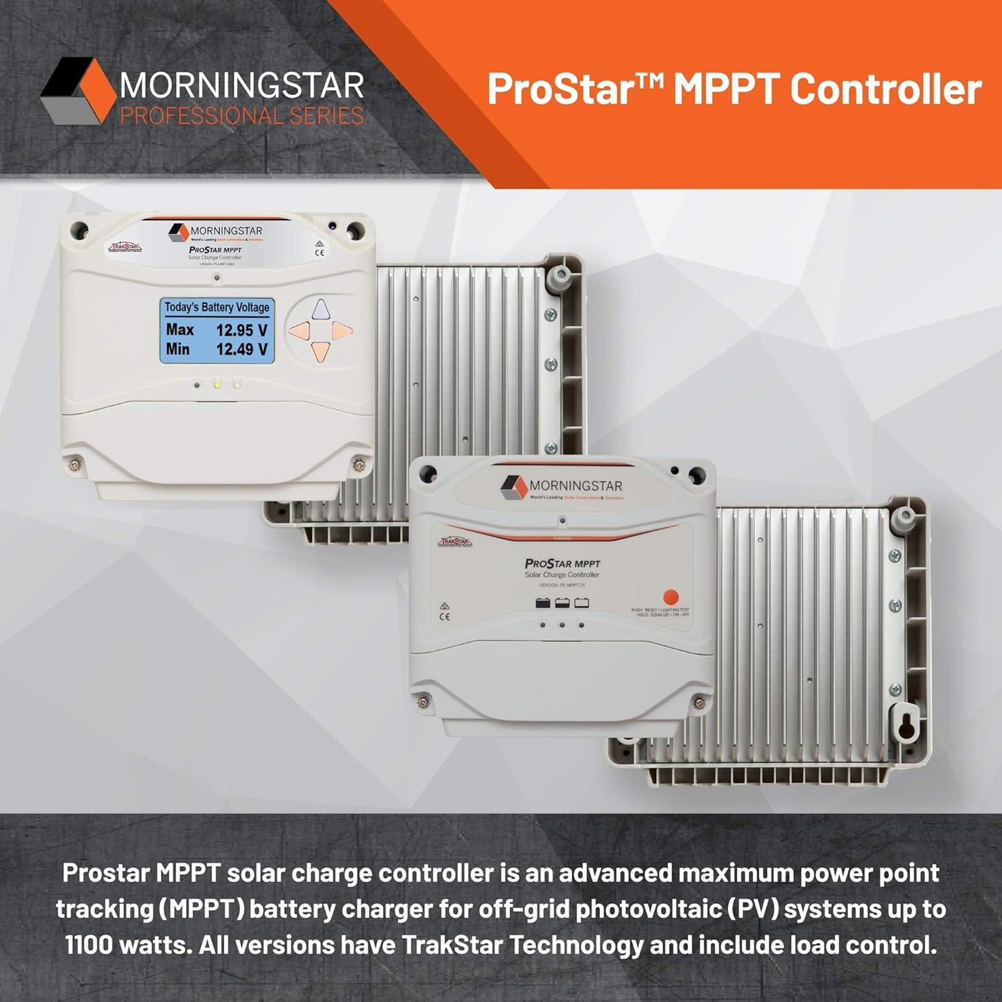 Morningstar Prostar 25A MPPT Solar Charge Controller w/ Meter, Lithium Batteries (Like New)