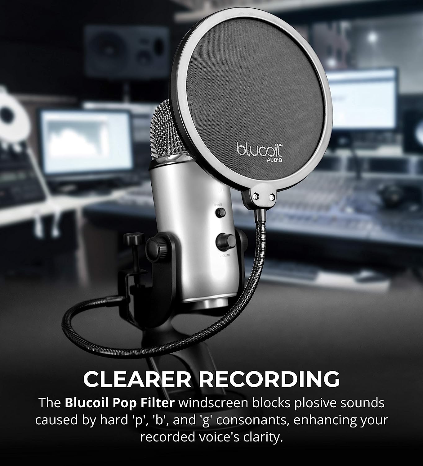 Blucoil Pop Filter Windscreen for Professional Handheld Microphones (New)