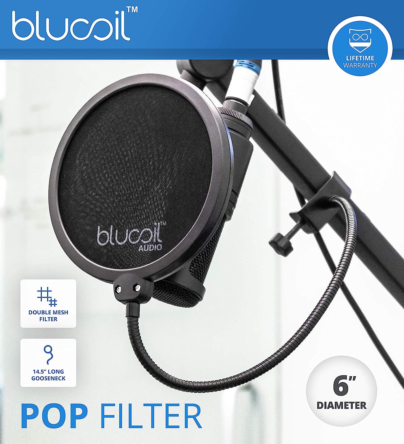 Blucoil Pop Filter Windscreen for Professional Handheld Microphones (New)