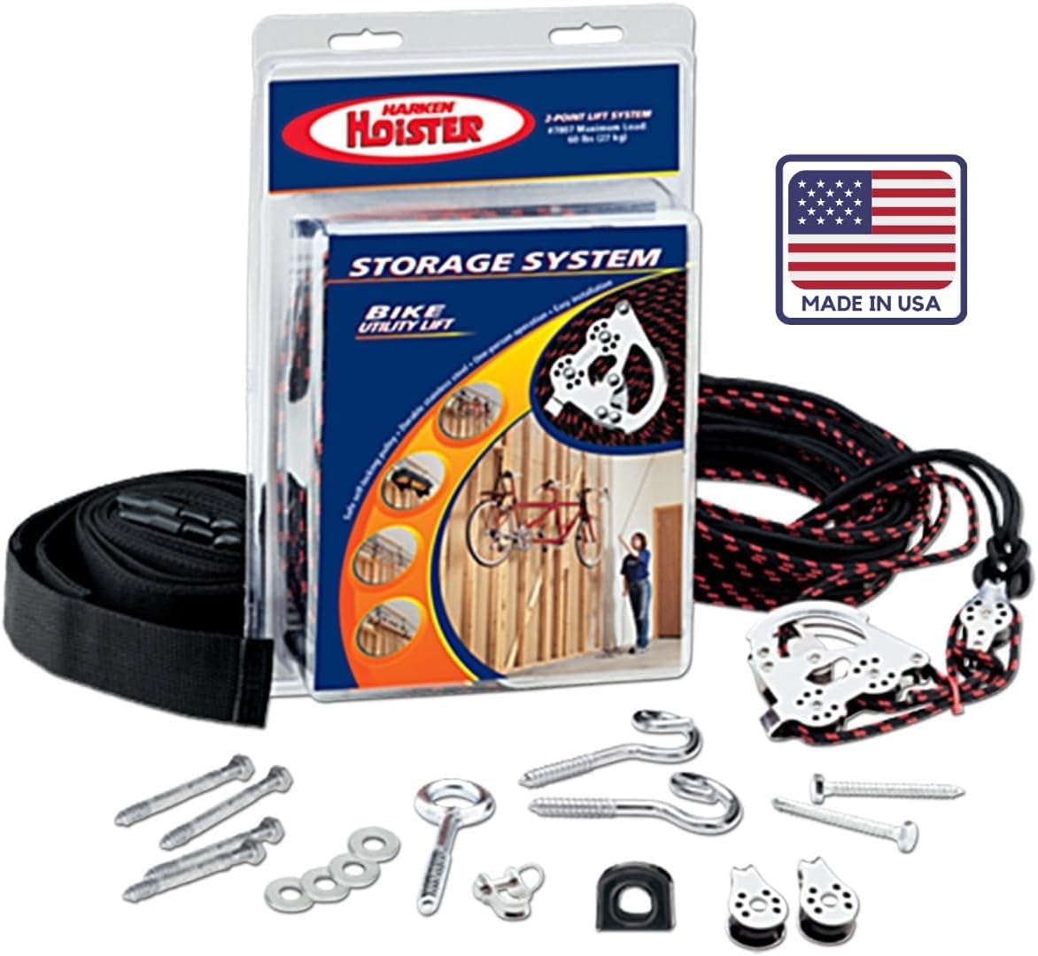 HARKEN Hoister - Bikes & Overhead Garage Storage Hoist System (45lb Capacity, 16 (Like New)