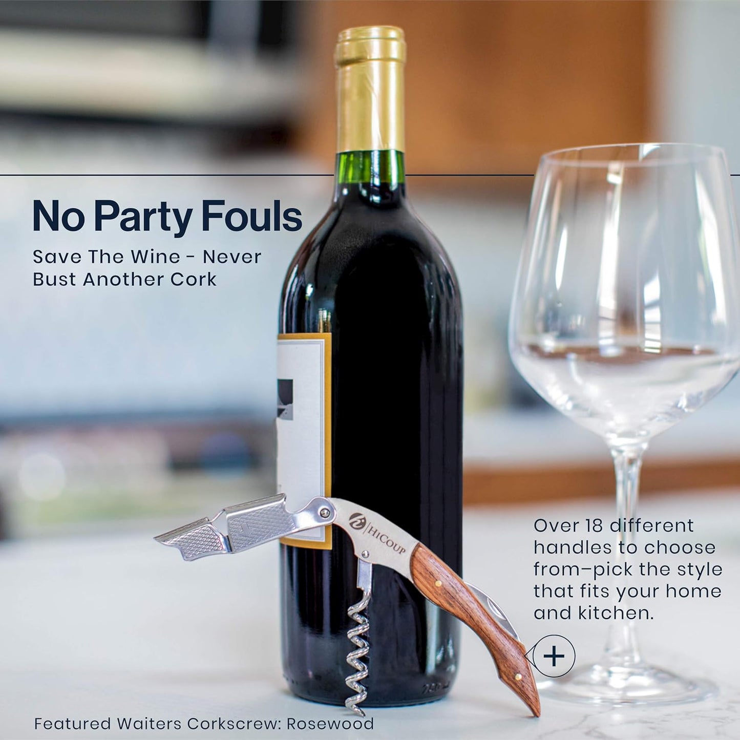 HiCoup Kitchenware Pro Corkscrews w/ Foil Cutter & Cap Remover for Wine Bottles (Like New)