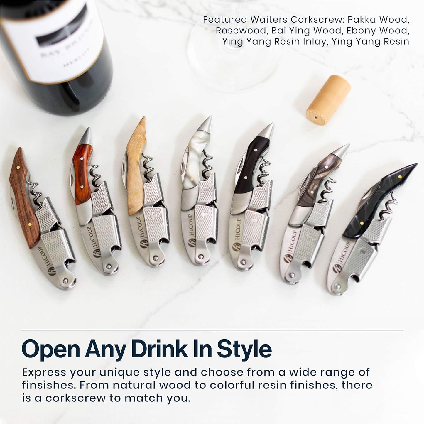 HiCoup Kitchenware Pro Corkscrews w/ Foil Cutter & Cap Remover for Wine Bottles (Like New)