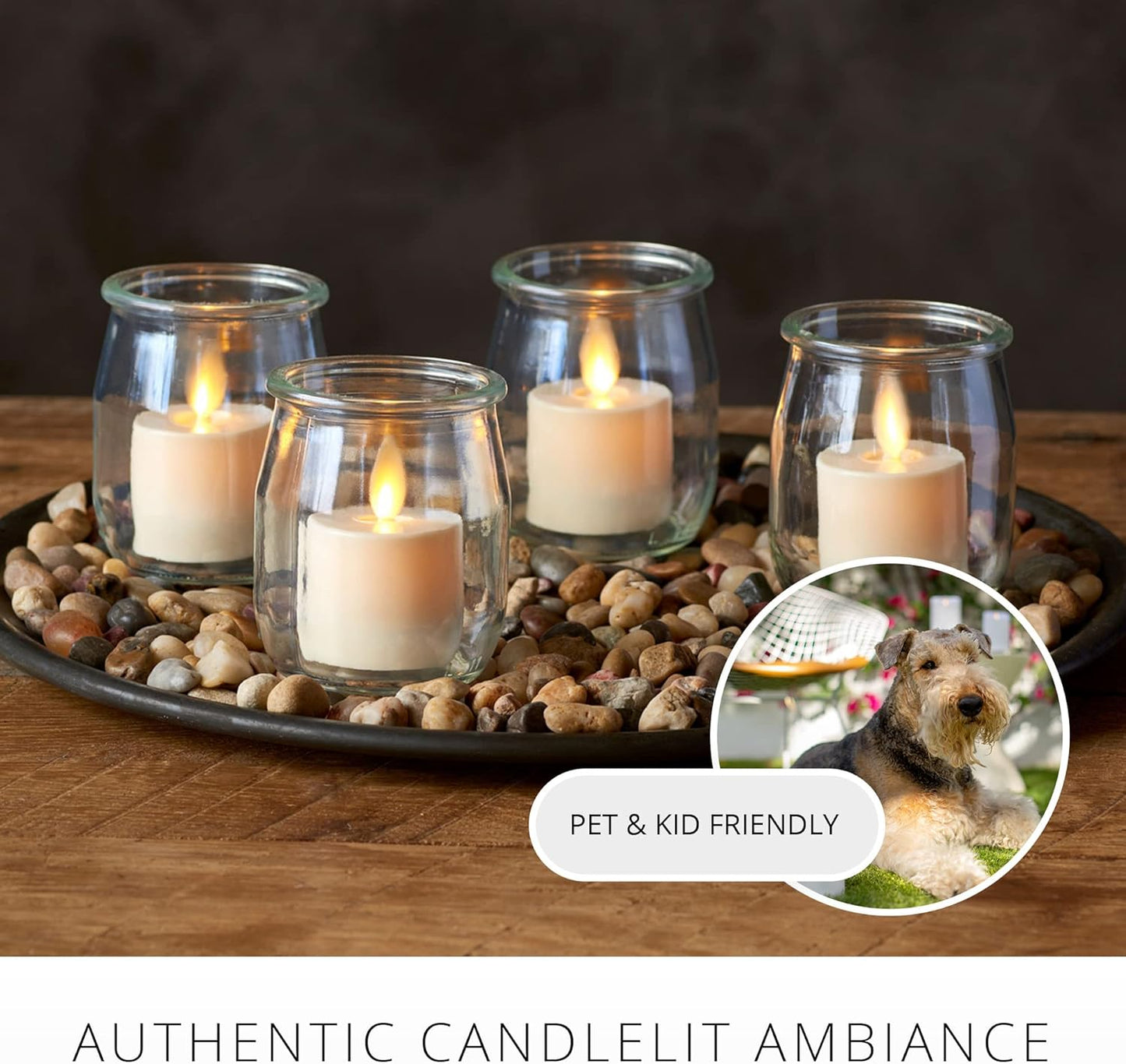 Luminara Flickering Waterproof Warm Flameless LED Candles, 3 Watts, Set of 4 (Like New)