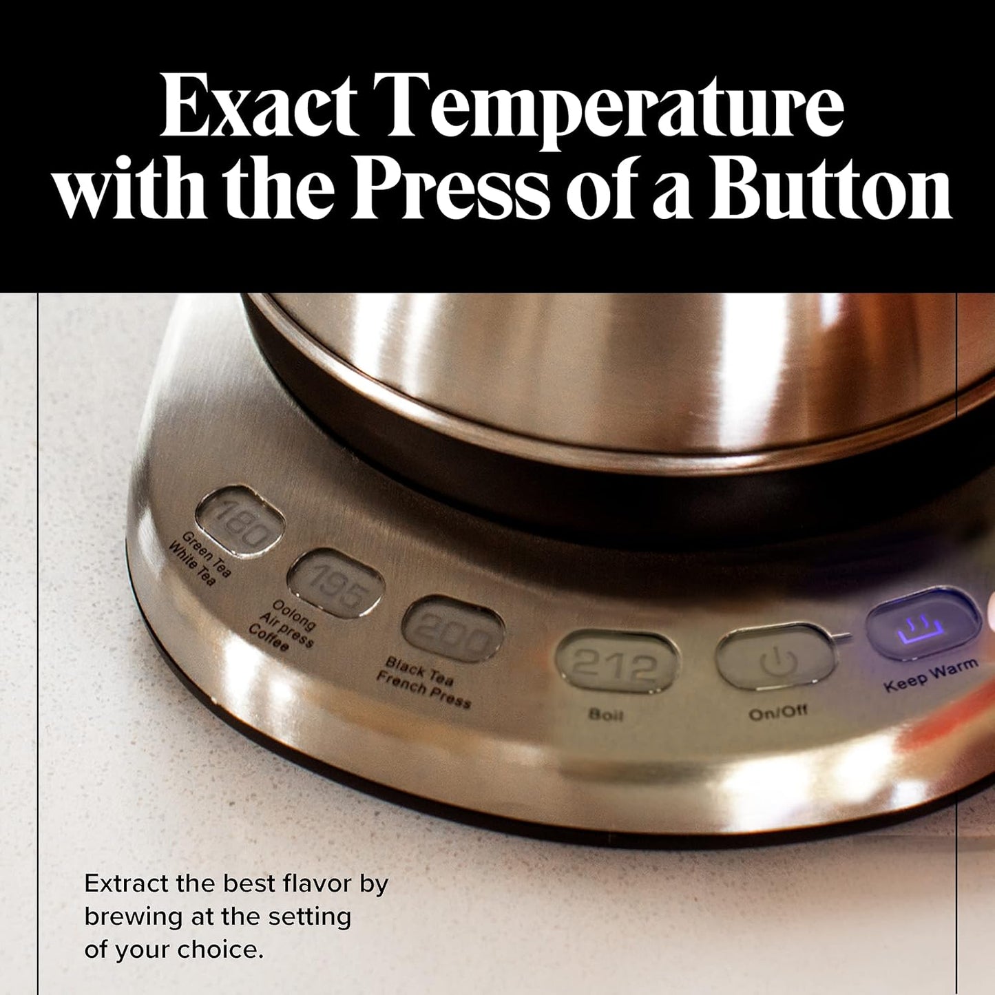 Willow & Everett Gooseneck Electric Kettle w/ Temperature Control, 1L - Silver-- (Used)
