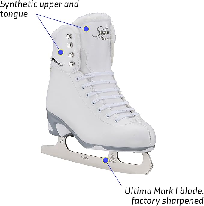 Jackson Ultima SoftSkate Womens/Girls Figure Skate, Size 9 Women's, White/Fleece (New)