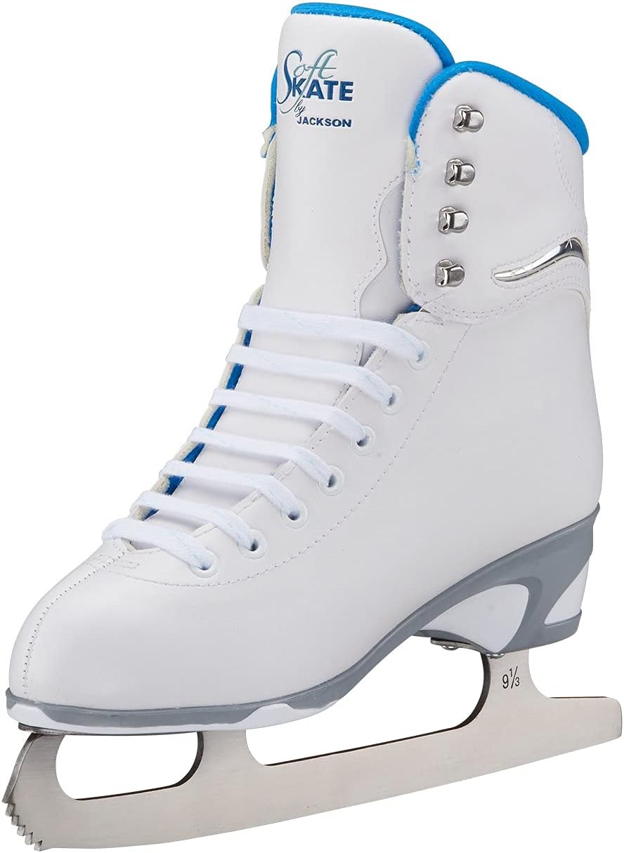 Jackson Ultima MARK I SoftSkate Figure Skate for Women/Girl, Size 5 - White/Blue (New, Damaged Retail Box)