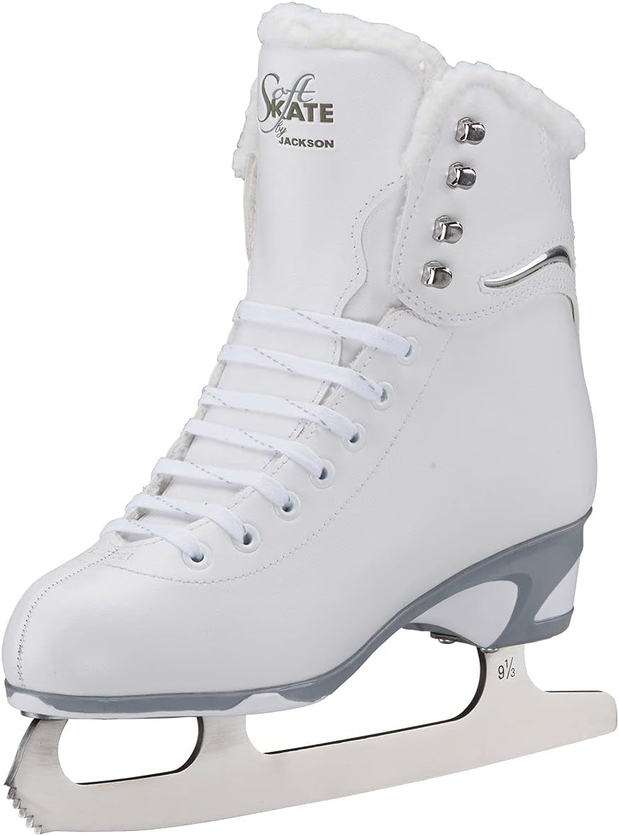 Jackson Ultima SoftSkate Womens/Girls Figure Skate, Size 1 Misses - White/Fleece (Like New, Damaged Retail Box)
