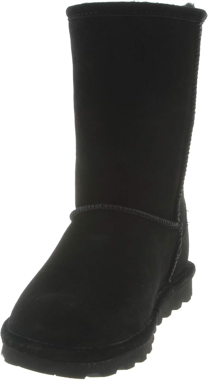 BEARPAW Elle Short Suede Cozy Slip-On Winter Boot for Women's � Size 7, Black (New, Damaged Retail Box)