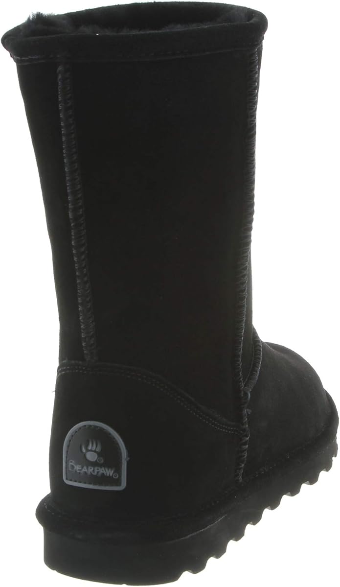 BEARPAW Elle Short Suede Cozy Slip-On Winter Boot for Women's � Size 7, Black (New, Damaged Retail Box)