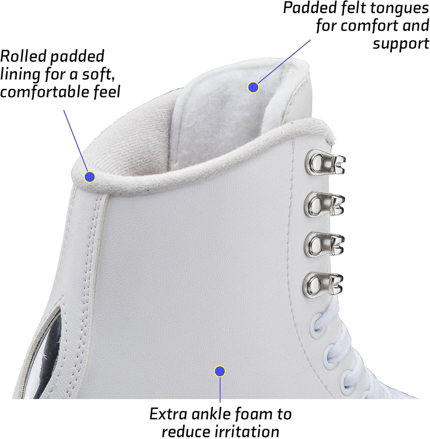Jackson Ultima Finesse Women's/Girls Figure Ice Skates - White, Adult Size 7 (Like New)