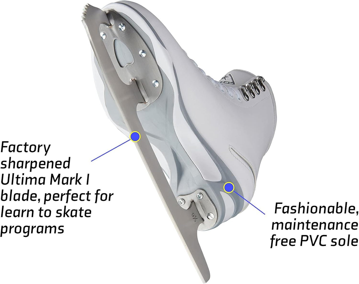 Jackson Ultima Finesse Women's/Girls Figure Ice Skates - White, Adult Size 7 (Like New)
