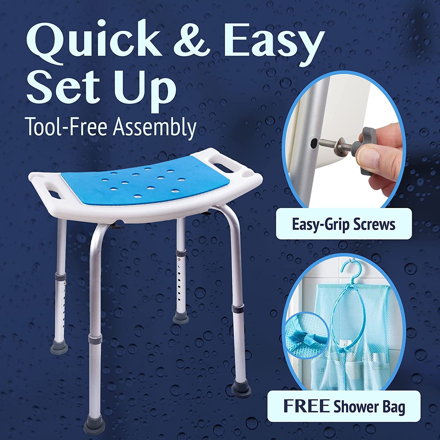 Medokare Shower Seat for Inside Shower - Bath Stool, Medical Chairs - White-- (Like New)