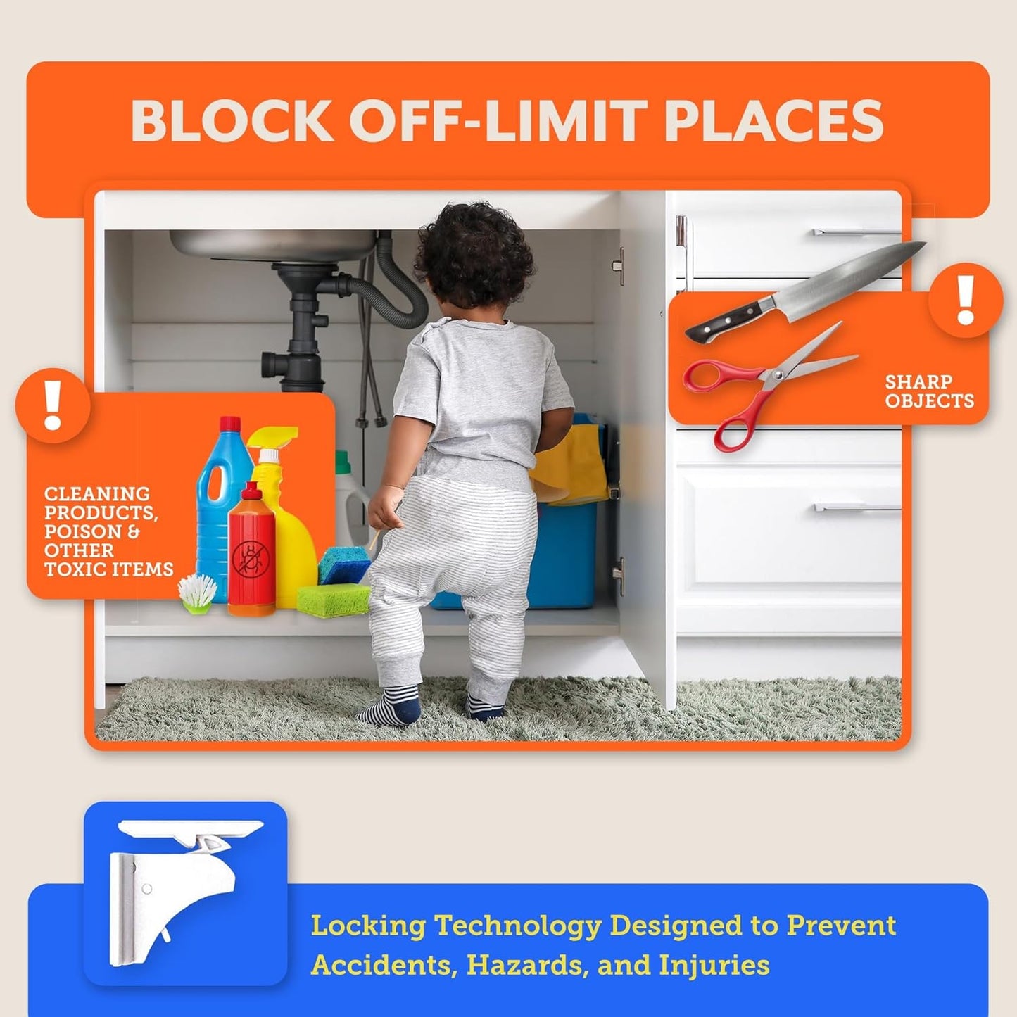 Eco-Baby 6 Pack Magnetic Cabinet Locks for Babies with 2 Keys, Baby Proofing Kit (New)