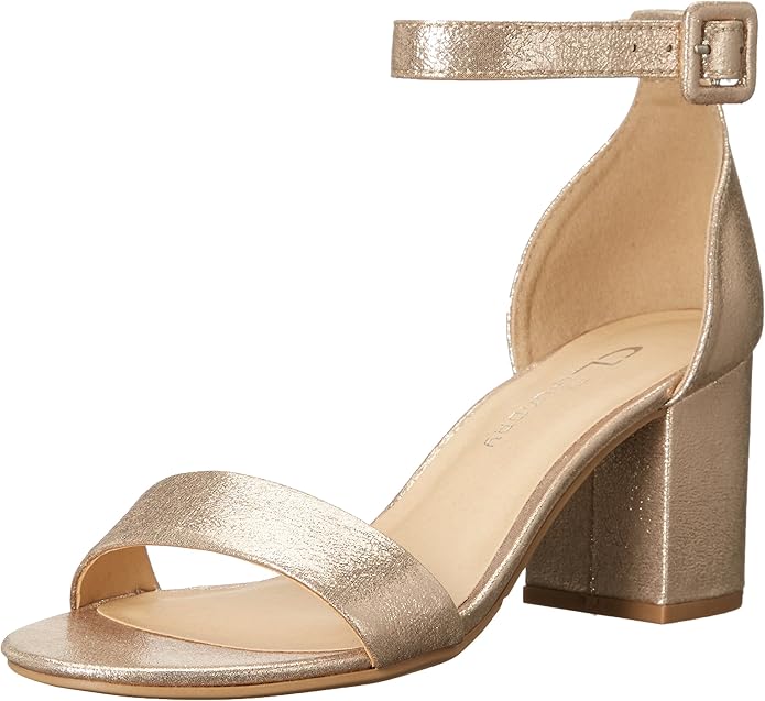 CL by Chinese Laundry Women's Jody Heeled Sandal, Size 6.5, Light Gold Starstone (Like New)