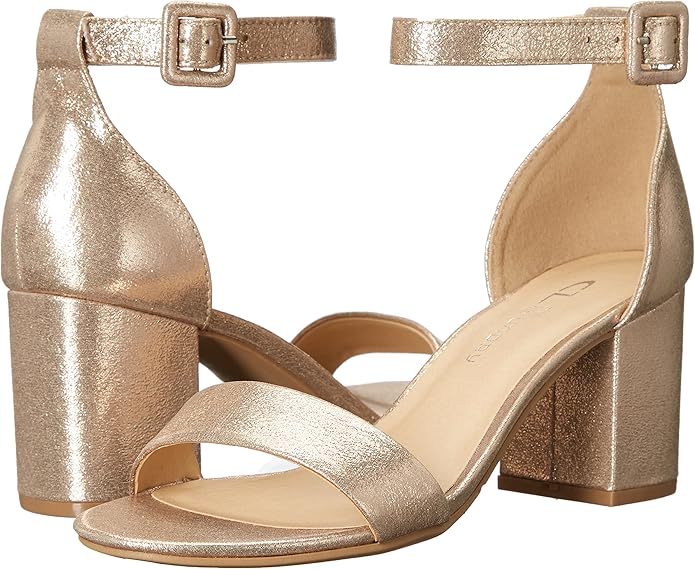 CL by Chinese Laundry Women's Jody Heeled Sandal, Size 6.5, Light Gold Starstone (Like New)