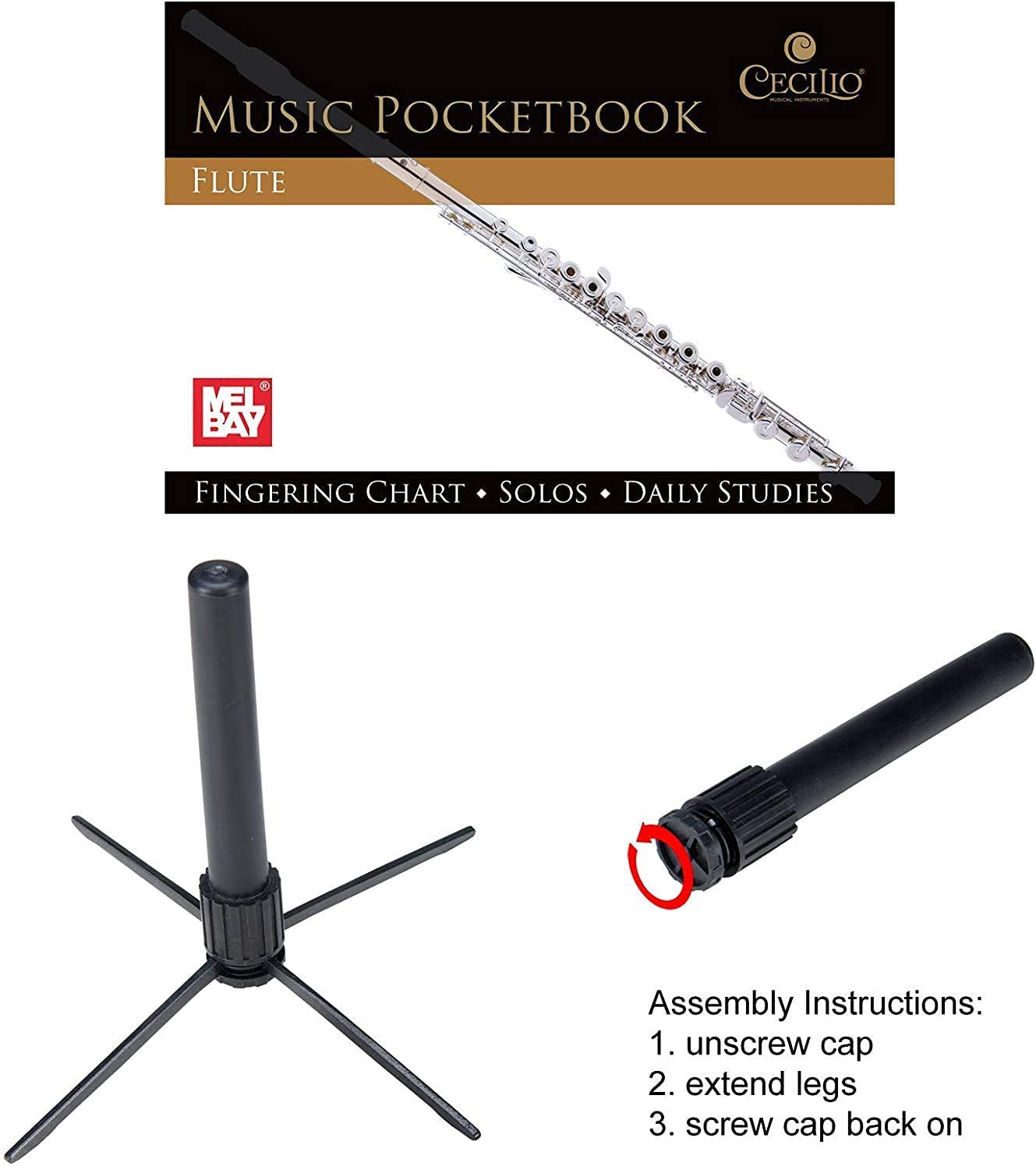 ?Mendini MFE+SD+PB Closed Hole C 16-Key Flute w/Case, Stand & Lesson Book, Blue (Used)