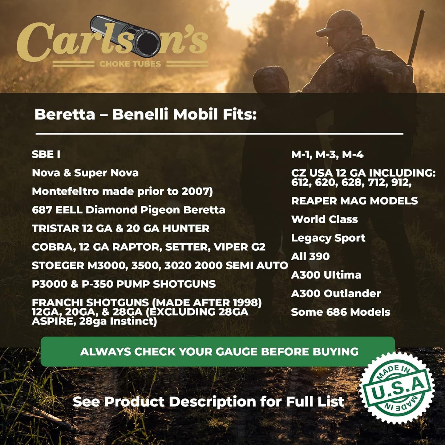 Carlson's Turkey Choke Tube 12 Gauge for Beretta Benelli Mobil - Stainless Steel (Used)