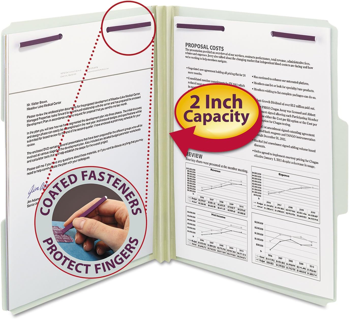 Smead Pressboard 2 Inches Expansion Fastener Folder, 1/3 Top Tab, 25/Box, Letter (Like New)
