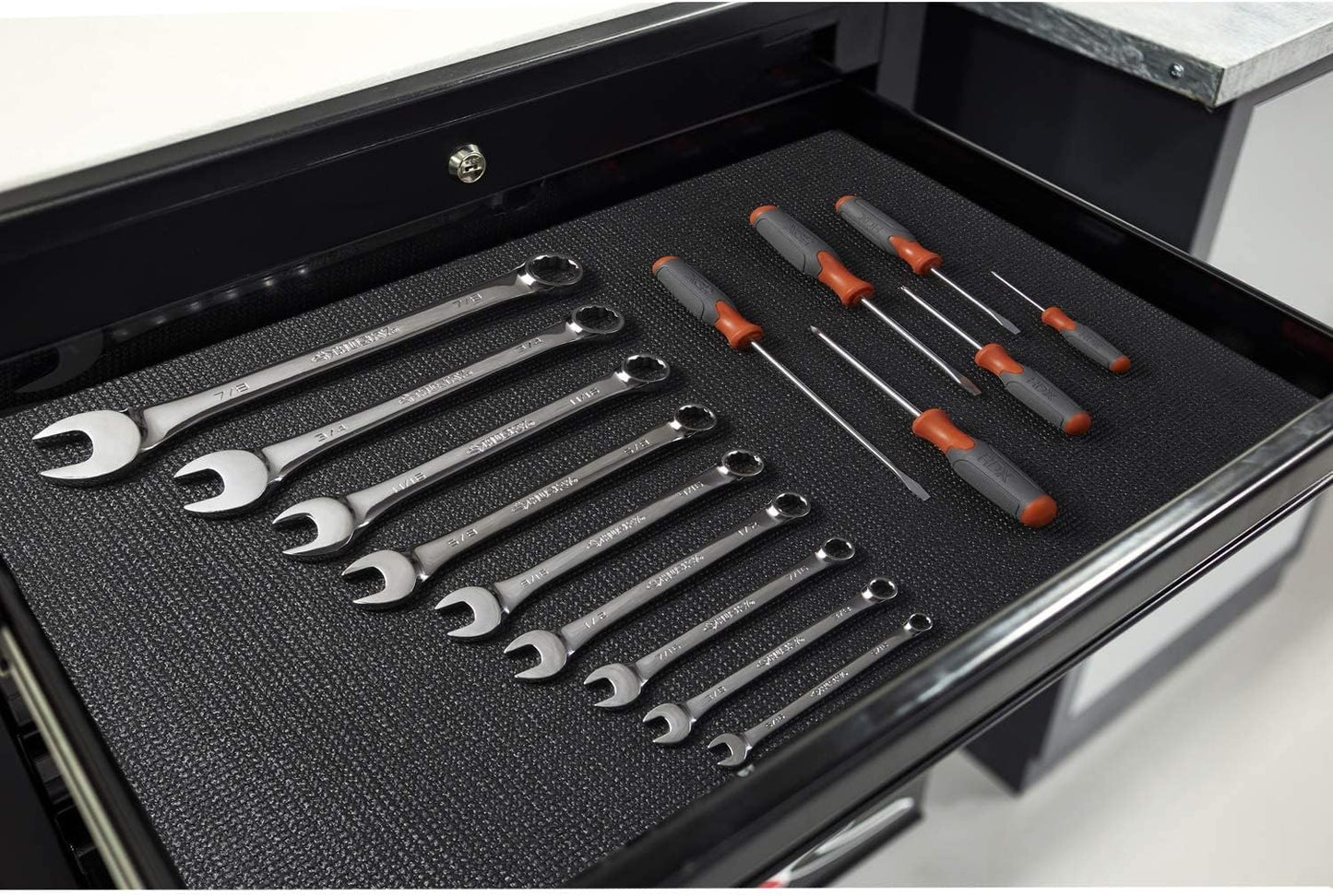 B&C Home Goods Non-Slip Tool Box & Drawer Liner, Adjustable, 16" x 16 ft - Black (New)