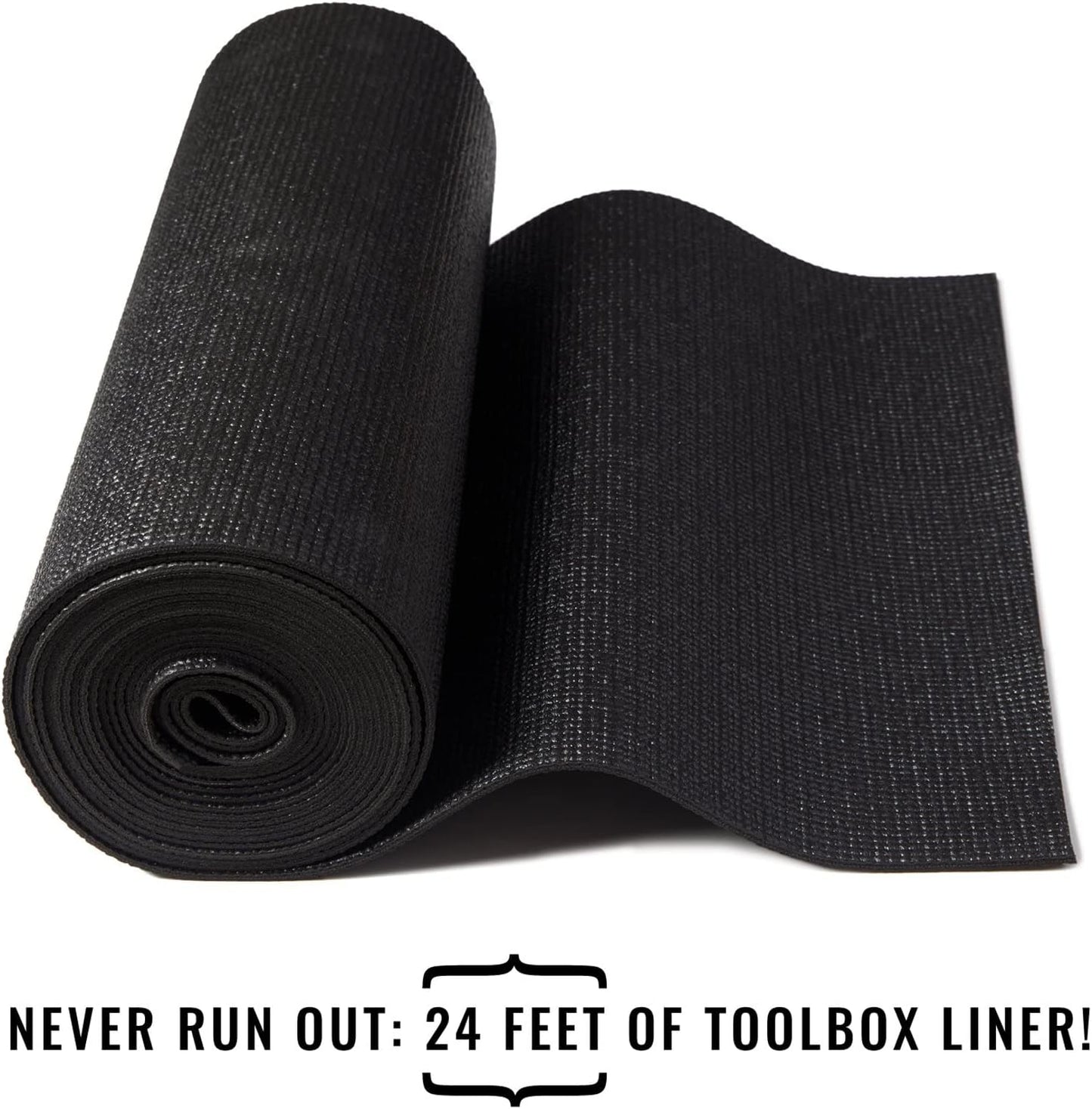 B&C Home Goods Non-Slip Tool Box & Drawer Liner, Adjustable, 16" x 16 ft - Black (New)