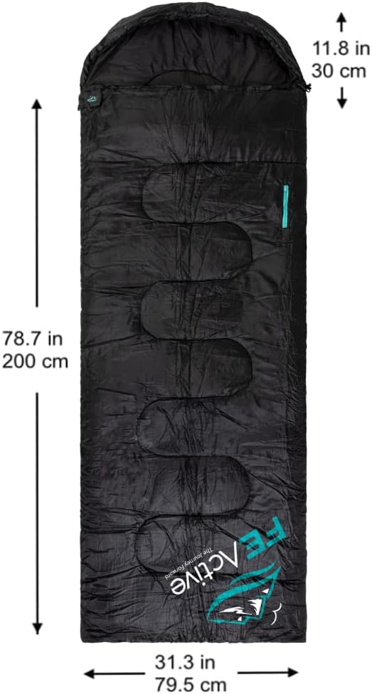 FE Active ??The Venture Extra Long Sleeping Bag for Camping/Hiking/Travel, Black (Like New)