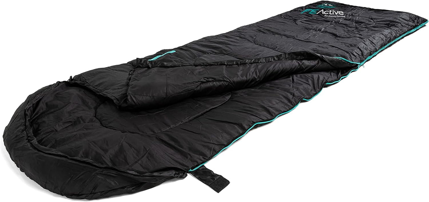 FE Active ??The Venture Extra Long Sleeping Bag for Camping/Hiking/Travel, Black (Like New)